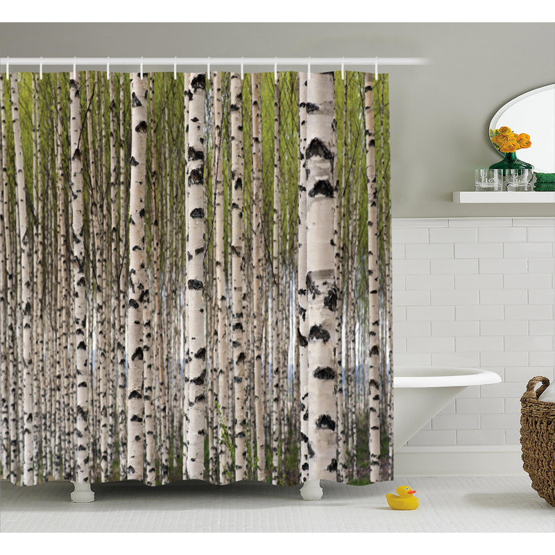 East Urban Home Tree Birch Trees with Leaves Single Shower Curtain